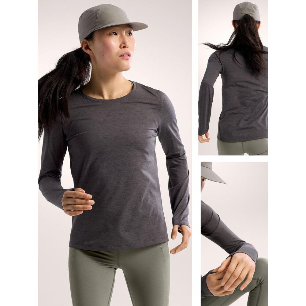 ARC'TERYX Women's Taema Crew Long Sleeve Top Size Medium Black Heather